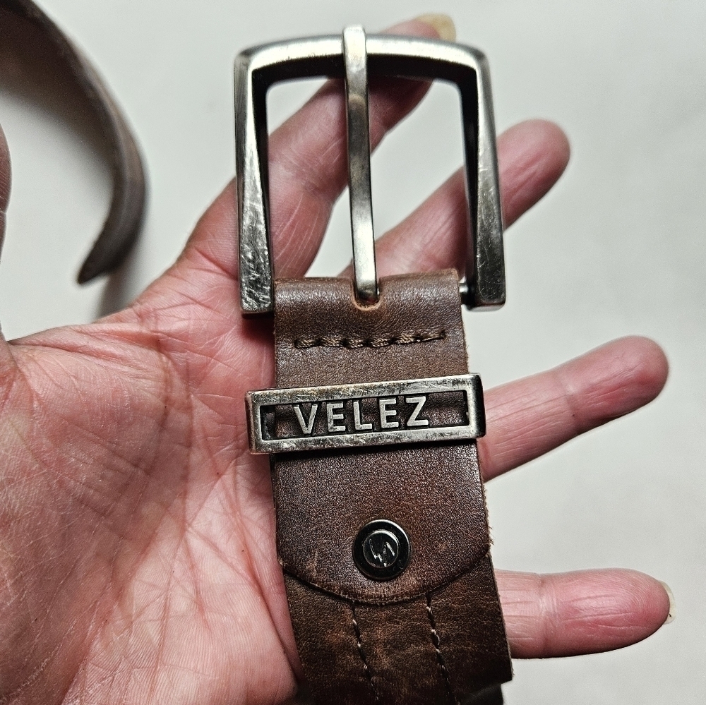 Vintage Velez Brown Leather Belt with Buckle